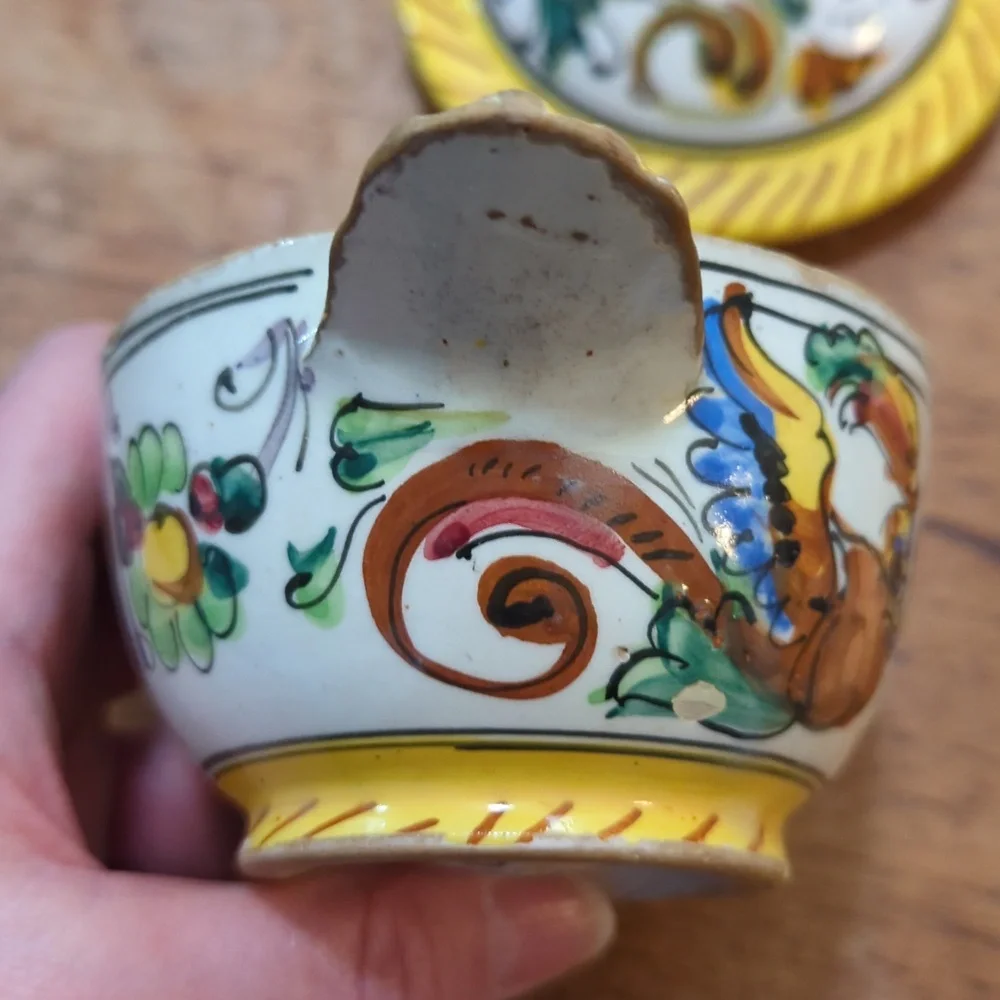 Mid Century Italian Majolica Milk And Sugar - Picture 12 of 15